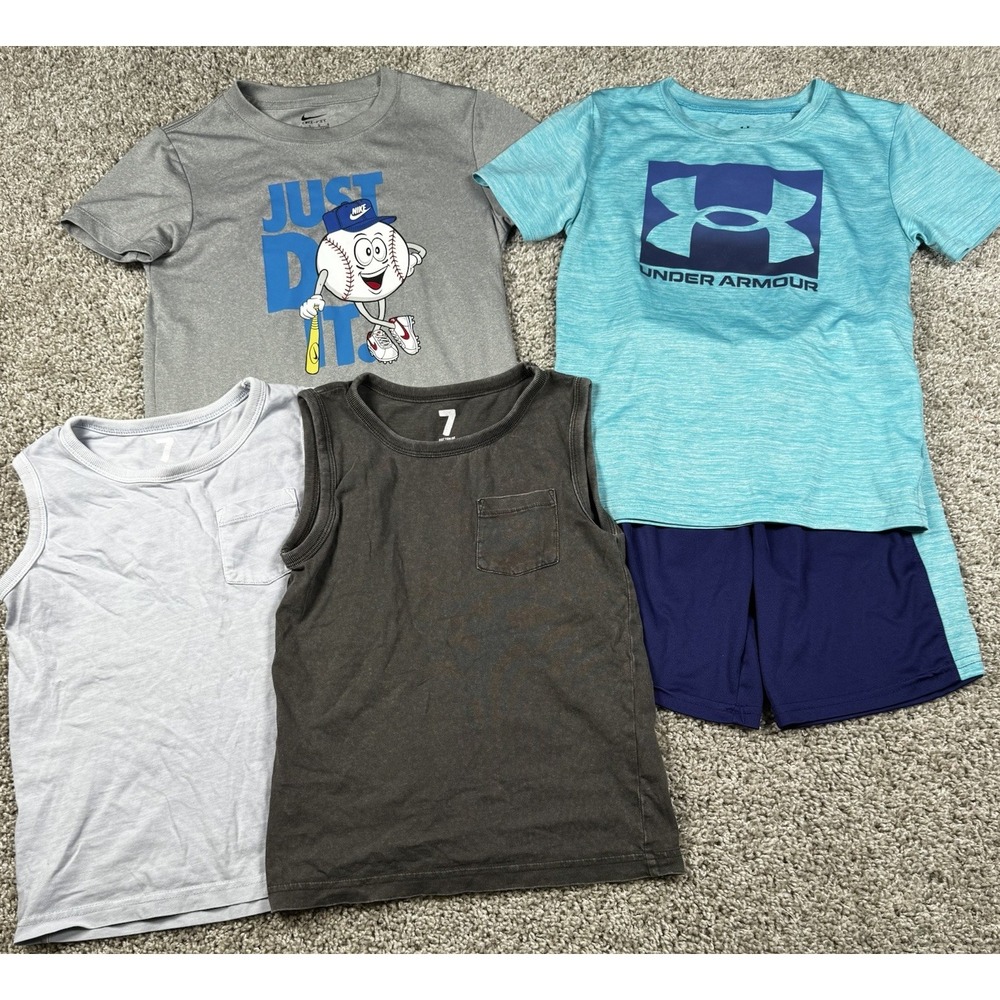 Nike Under Armour Cotton On Boys Summer Clothes Lot Size 7